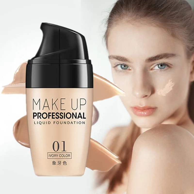 

Professional Full Coverage Liquid Foundation Face Base Makeup Natural Color Concealer Whitening Lasting Primer Makeup