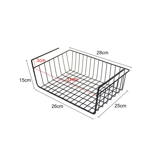 Шкаф подвесной под полкой Железный контейнер для хранения сетчатая корзина Cabiniet дверь Органайзер стойка тарелка блюдо шкаф Держатели корзина для хранения стеллаж - Цвет: Hanging black M