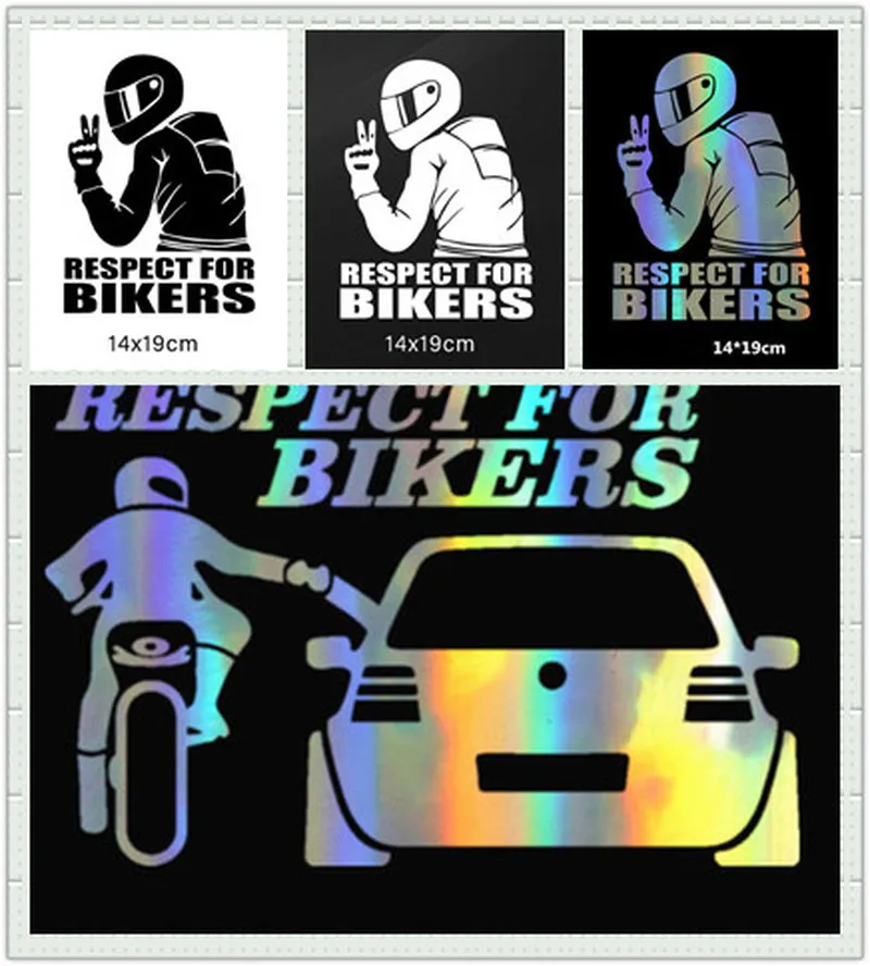 

3D Respect for Cyclists Waterproof Reflective Biker Motorcycle Car Auto Accessoires Sticker Decal Funny Vinyl on Car Styling