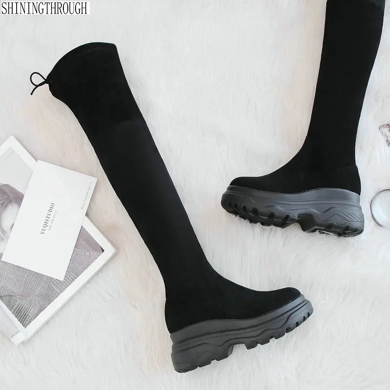 

New Brand Slim Long Warm Shoes Sexy Platforms Dancing Night Club Shoes Woman Ladies High Quality Tight High Socks Boots