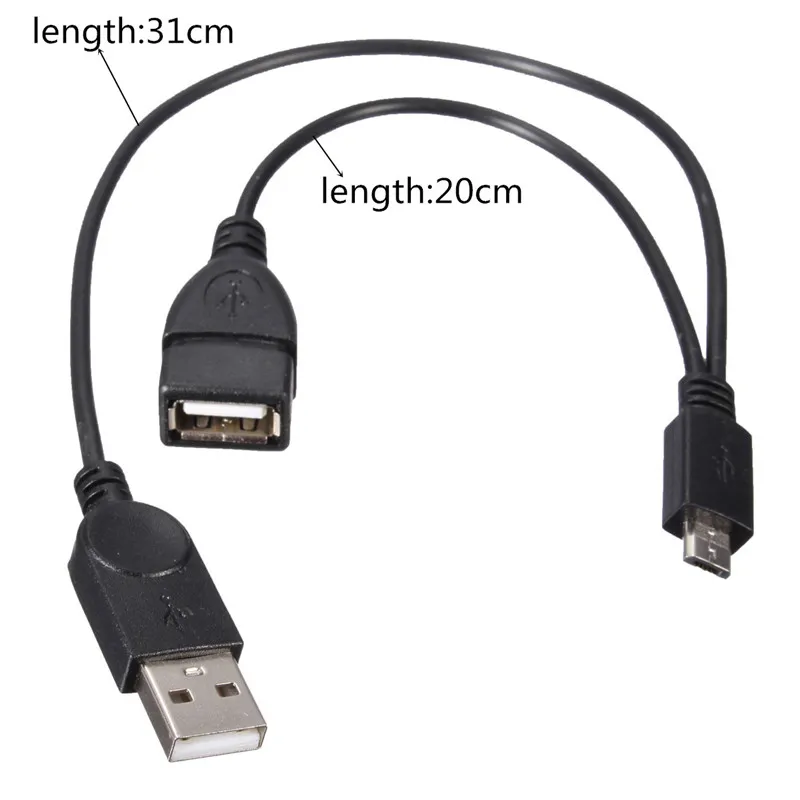 Micro USB Host Cable Power Y Splitter USB Adapter 1 in 2 OTG Male to