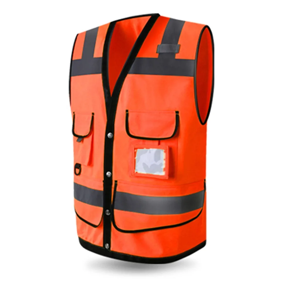 

FREE SHIPPING HIGH VISIBILITY REFLECTIVE SAFETY VEST WAISTCOAT MENS WITH MULTI-POCKETS SILK SCREEN LOGO PRINTING