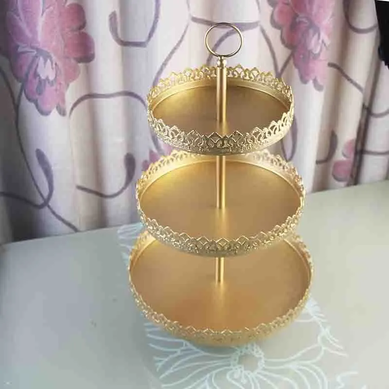 

3 tiers gold cupcake stand display plate for wedding decoration/dinner/party baking tool wedding