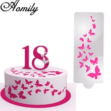 Aomily бабочка художественный трафарет для торта Аэрограф пластиковая художественная форма для рисования печенье помадка формы для пирожных Сделай Сам мусс полями инструмент для украшения