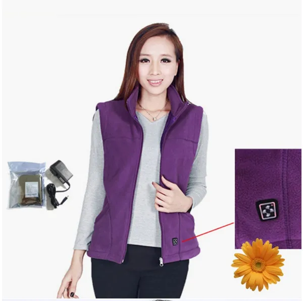 

Winter Heating Settings Temperature Control 7.4V Women Heated Vest Warm Polar Fleece Sleeveless  Heating Jacket Waistcoat