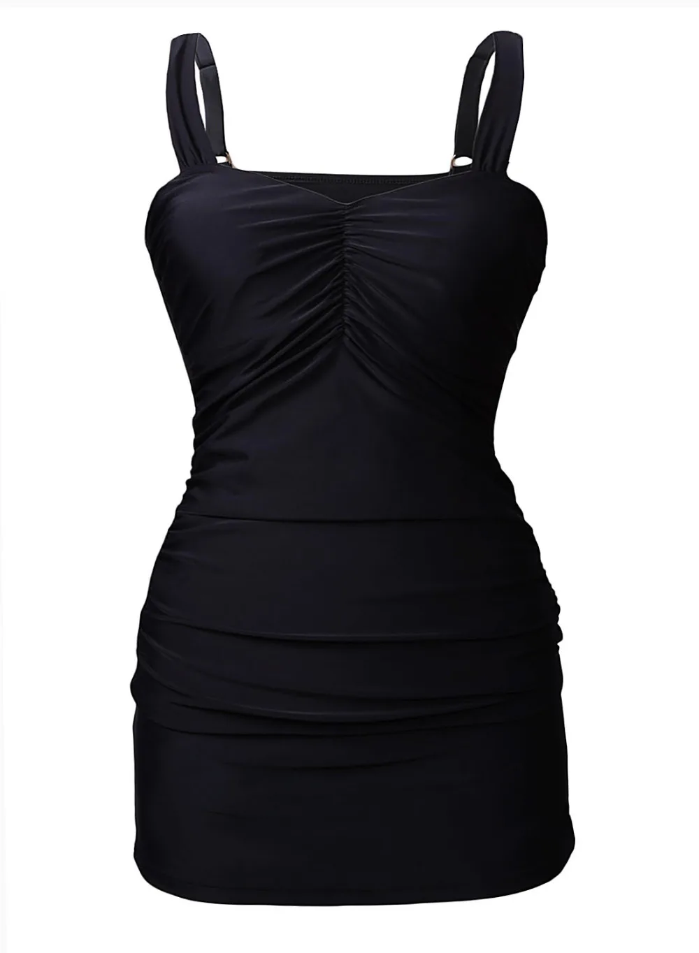 Black-Solid-Ruched-2pcs-Tankini-Skirted-Swimsuit-LC410023-2-8