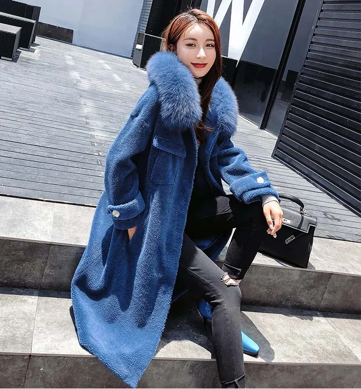 Italy 2018 New Winter Woman Genuine Wool Coat Ladies Woolen Long Loose 
