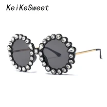 KeiKeSweet негабаритных женщин большой кристалл Роскошные брендовые дизайнерские женские солнцезащитные очки Горячие лучи горный хрусталь зеленый Винтаж женские солнцезащитные очки