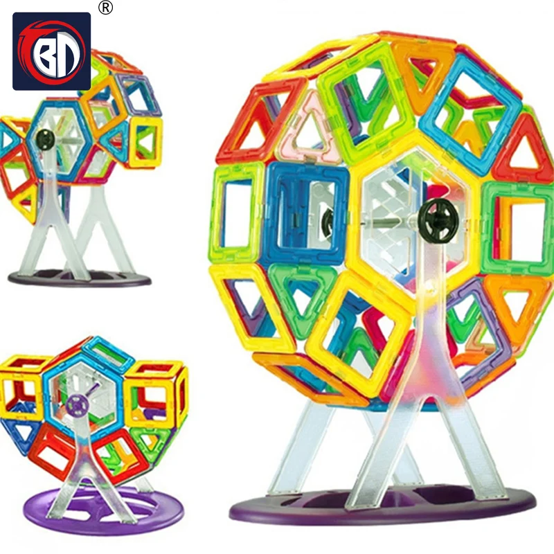 

BD 46pcs Big Size Magnetic Building Blocks Ferris Wheel Brick Designer Enlighten Magnetic Toys Children's Birthday Gift