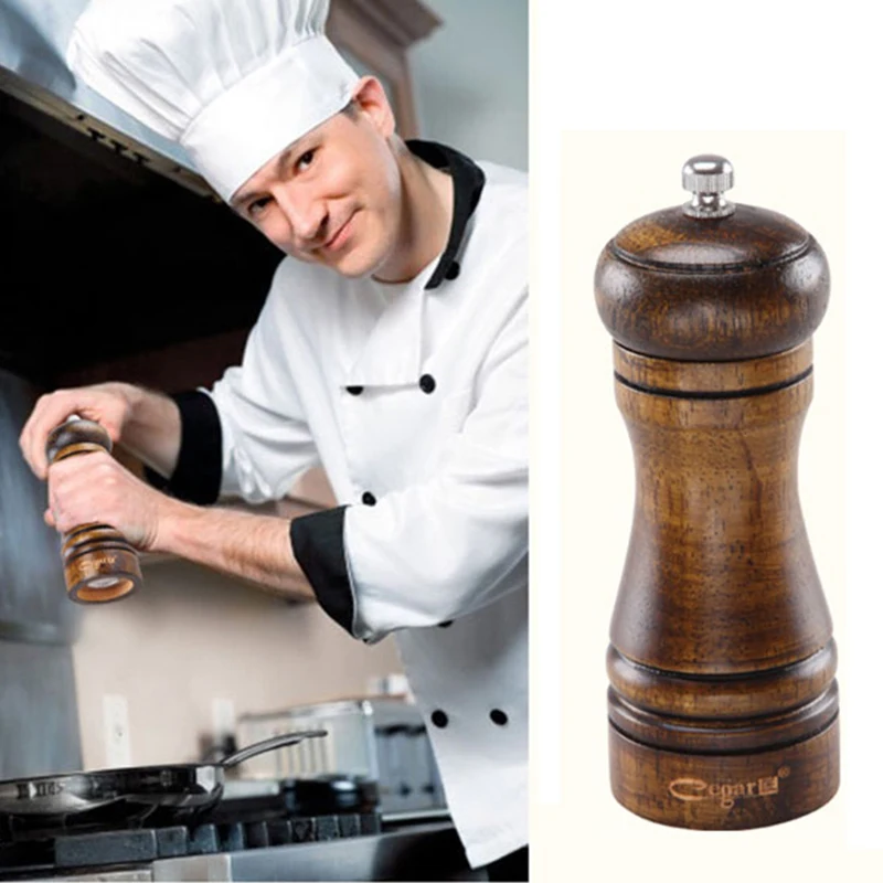 

Herb Grinder Pepper Spice Wooden Cruet Mill Condiment Grinding Salt Gourmet Shaker Set Machine Caster Kitchen Tool Free Shipping