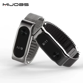 

Mijobs Screwless Stainless Steel Bracelet For Xiaomi Mi Band 2 Metal Strap Accessories For Mi Band 2