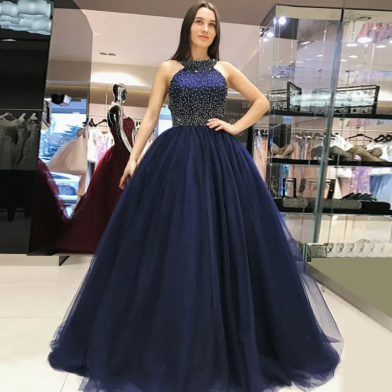 navy blue gown