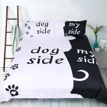 

Fanaijia dog bedding set 3d Black and white love print Duvet Cover set with pillowcase 3pcs bedding set queen size bed line