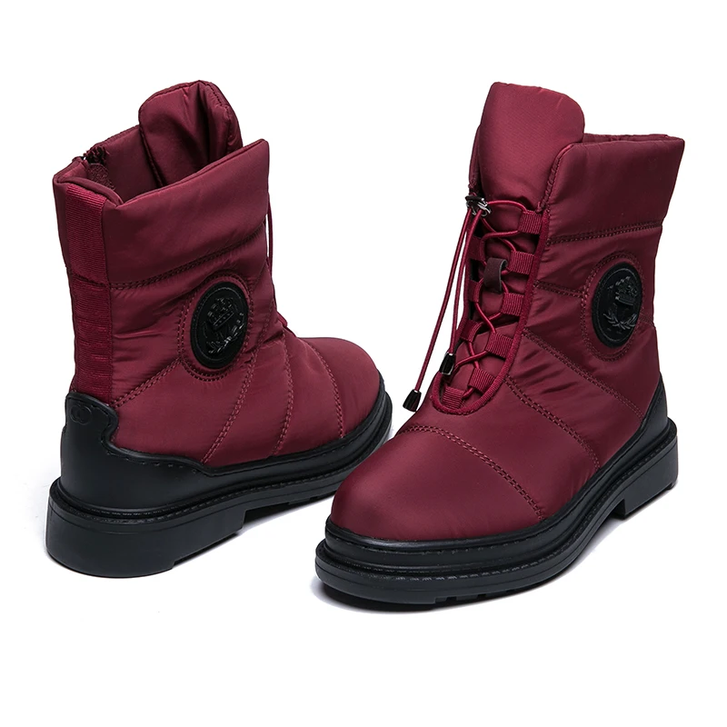 AIMEIGAO High Quality Warm Fur Snow Boots Women Plush Insole Waterproof Boots Platform Heels Red Black Winter Women Boots