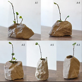 

Tabletop Stone Imitation Handmade small flower hydroponic vase crafts flowerpot ceramic plants potted vases office Decoration