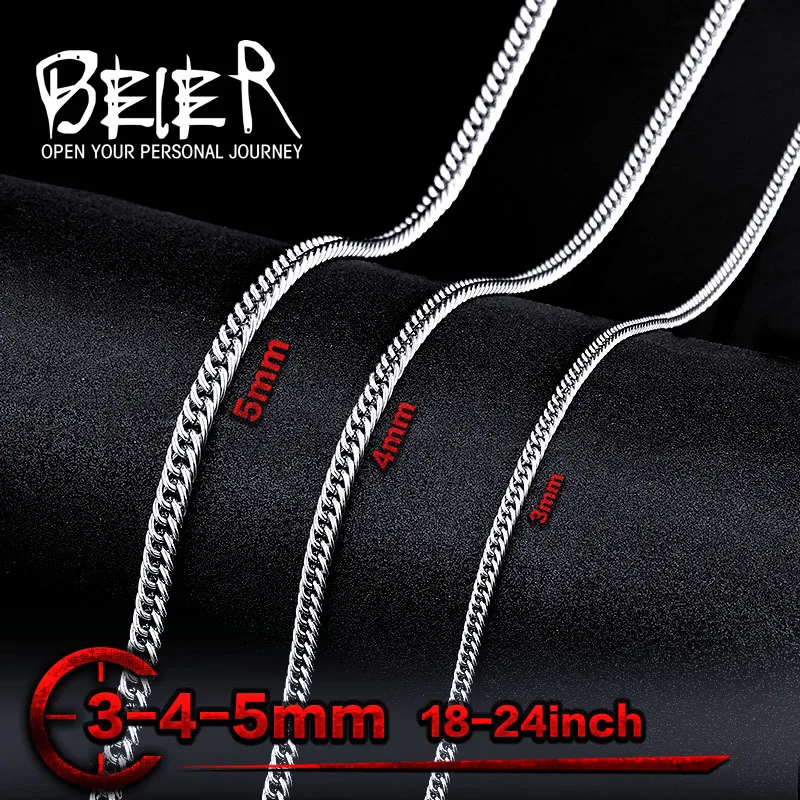 Beier stainless steel necklace high quality  twist 3mm/4mm/5mm trendy chain necklace boy man necklace  BN1026