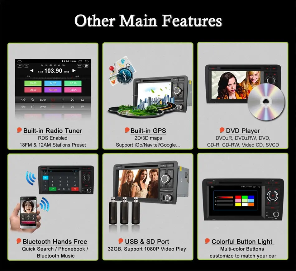 Clearance Ownice C500 Octa 8 Core 4G SIM LTE Android 6.0 2 Din 7" Car DVD Player For Audi A3 S3 2004-2011 Radio GPS Navi 2GB RAM 32GB ROM 13