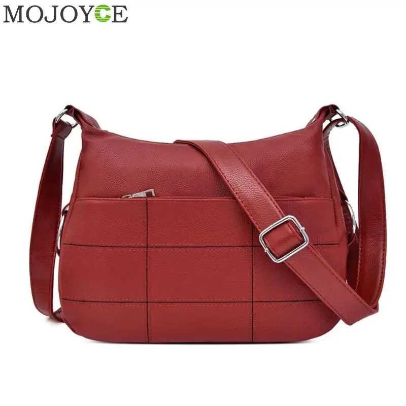 

Fashion Ladies Solid Color Lattice Shoulder Messenger Packs Casual PU Leather Women Large Capacity Crossbody Bags