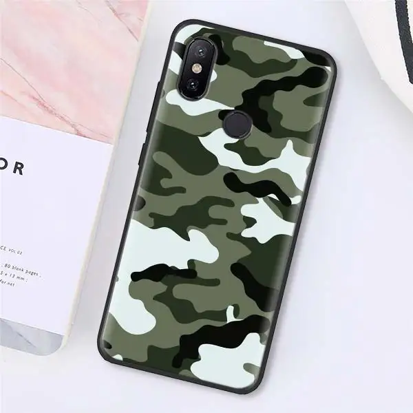 Камуфляжный военный армейский силиконовый чехол для Xiaomi Redmi 7 6 5 Note 7 5 6 Pro 4X 5A 6A S2 GO Poco F1 черный мягкий чехол - Цвет: 010