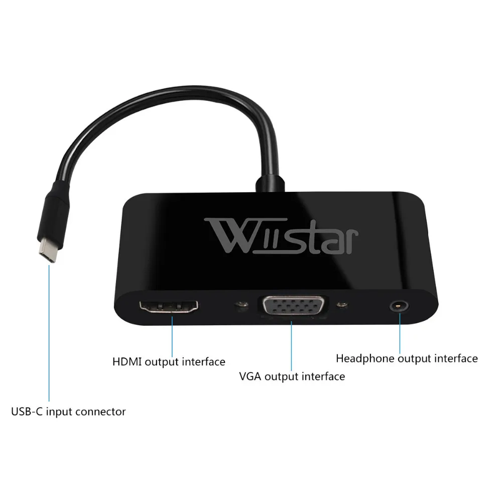 Адаптер Wiistar с USB C на HDMI VGA 3 5 мм Тип 4K для Huawei Mate 10 Pro P20 Samsung Galaxy S8/8 +|DVR-карты| |