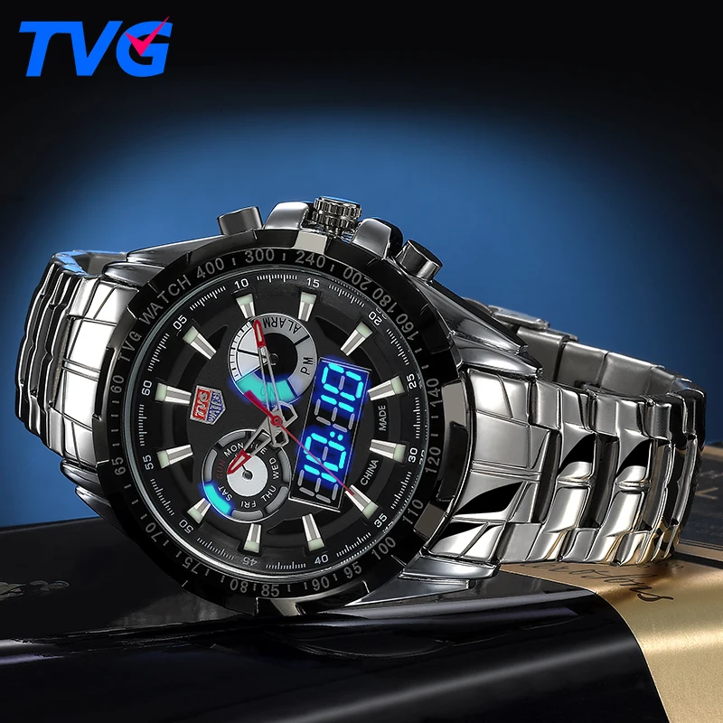 Günstige Top Marke Männer Uhren TVG Männer Sport Uhren Mode Wasserdicht Militär Armee Uhr Edelstahl Männer Armbanduhr reloj hombre