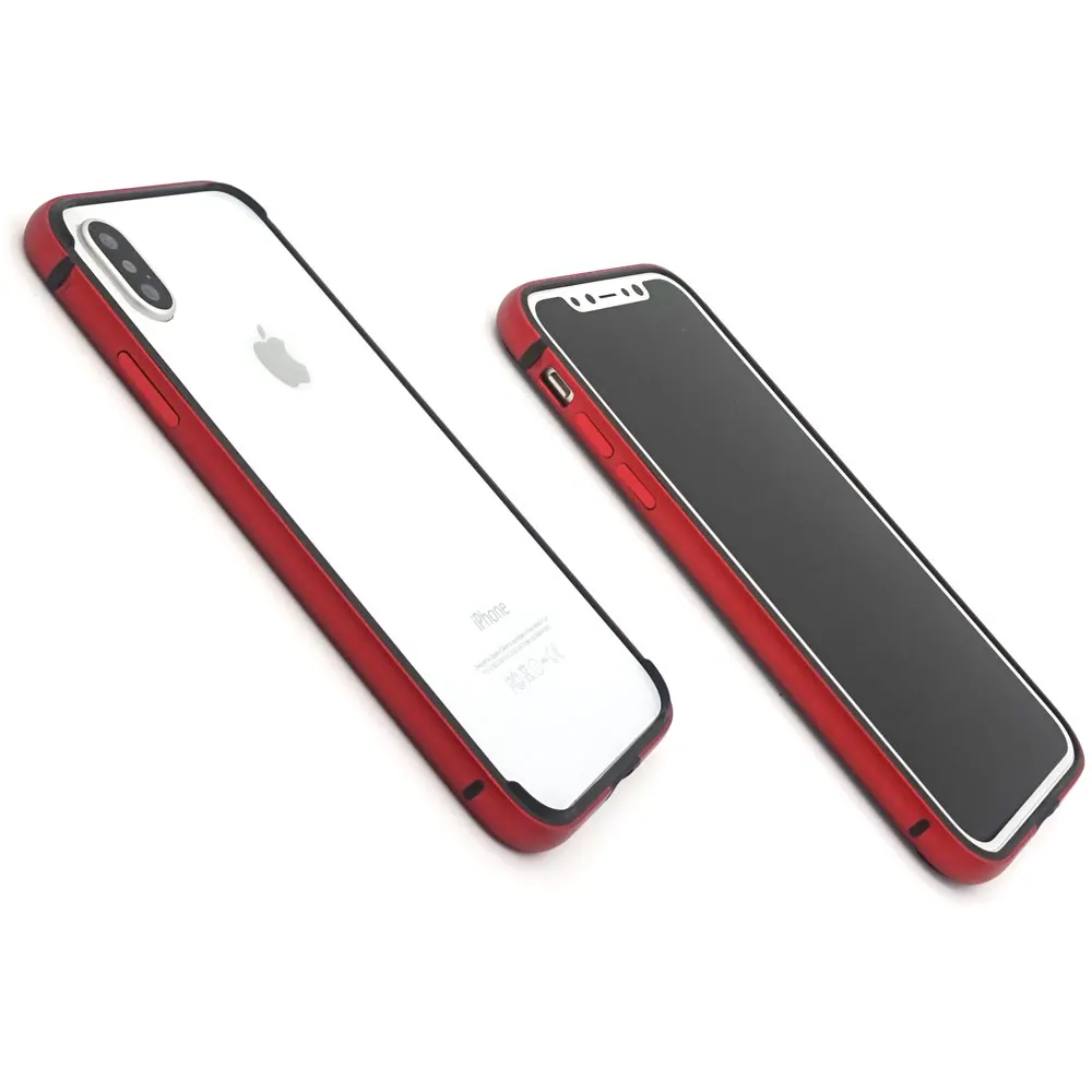 Чехол-бампер Ascromy для iPhone XS Max, роскошный брендовый алюминиевый силиконовый прозрачный жесткий чехол для iPhone X S XR XSMax, аксессуары - Цвет: Красный