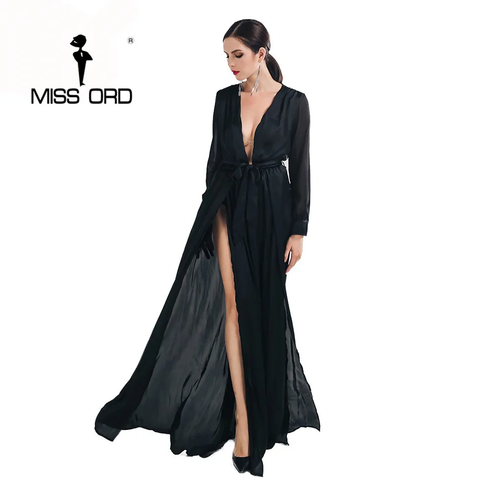 

Free Shipping 2019 Sexy V-neck long-sleeved split green color MAXI dress FT2395-1