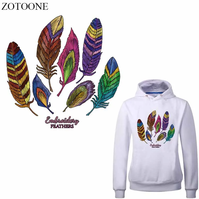 

ZOTOONE Fashionable Feather Patch Iron-on Transfers for Clothes DIY Heat Transfer Vinyl Letter Patch Stickers Thermal Press E