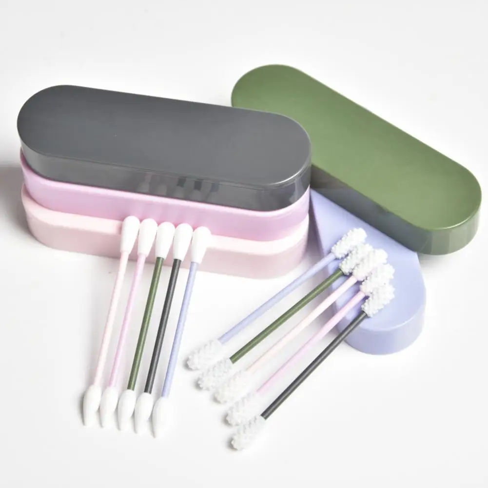 2pcs box Reusable Cotton Swab Ear Silicone Cleanning Cosmetic Cotton Buds Double Headed Sticks Clean Makeup 5