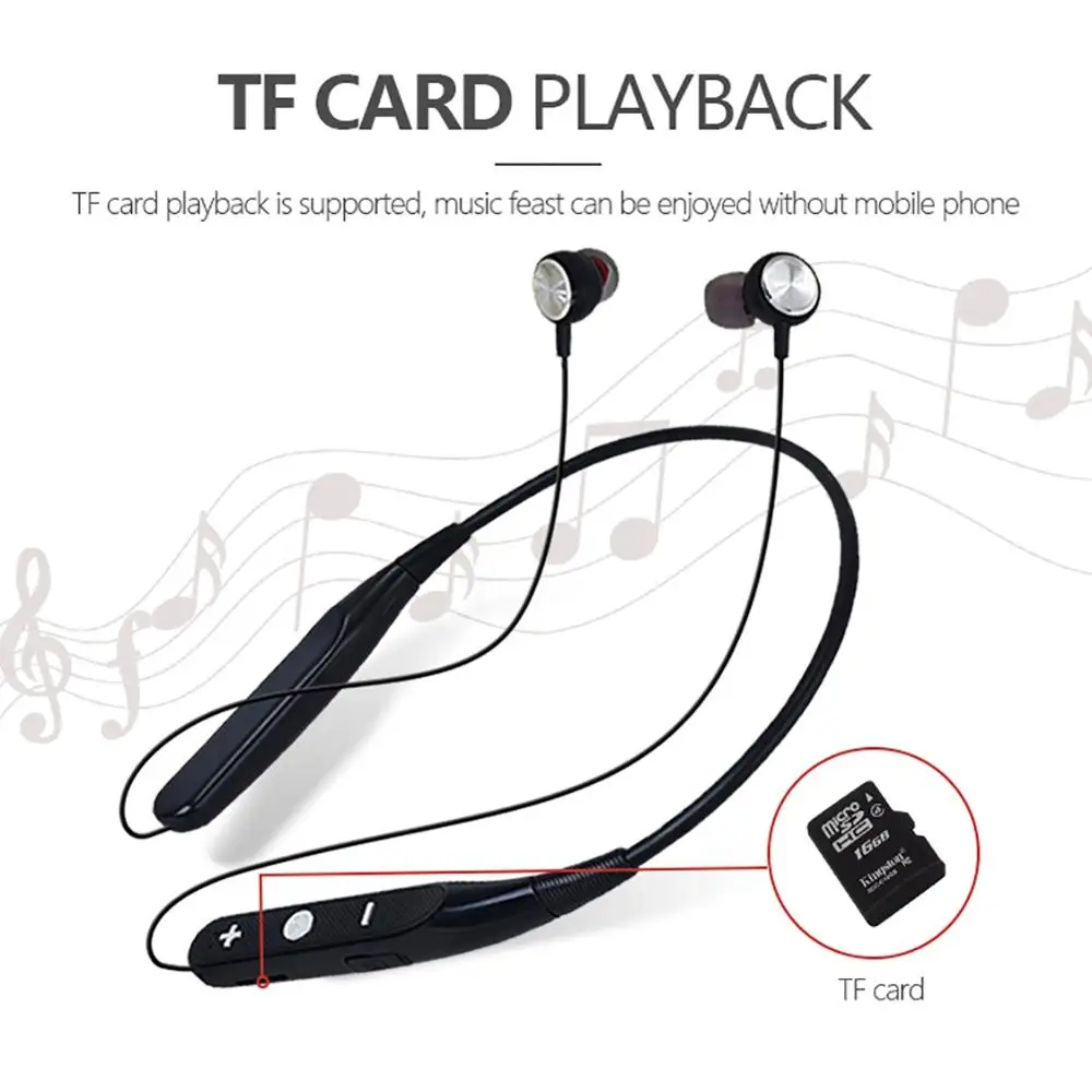 

Bluetooth Headphone Sport Headset Support TF Card Playback BT Call Voice Prompts Stereo Earphone With 110mAh Battery