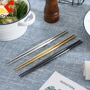 CHANOVEL 1 пара китайских палочек для еды 304 Нержавеющая сталь Золото титановый черный металл Креативный дизайн палочки для суши столовая посуда - изображение