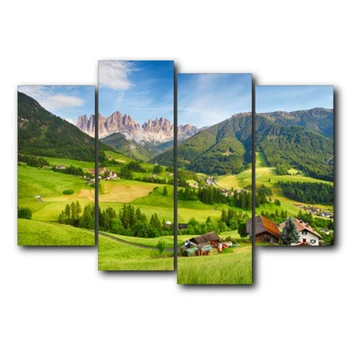 

Laeacco Mountain Village Canvas Prints Home Decoration Wall Art Poster Pictures Oil Painting For Living Room Bedroom No Frame