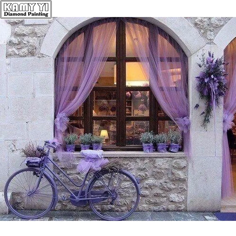 

5D DIY Diamond Painting Purple Bicycle Embroidery 100% Full Diamond Cross Stitch Rhinestone Mosaic Painting Decor Diamant Gifts