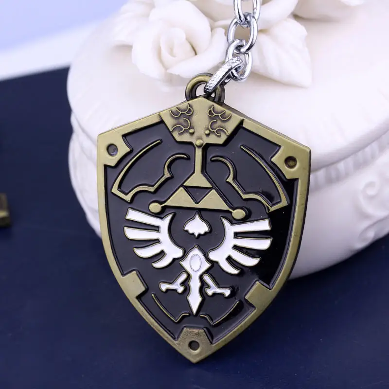 The Legend of Zelda Cosplay Keychain Metal Alloy Shield Enamel Car Key Ring Holder Accessories Props Gift