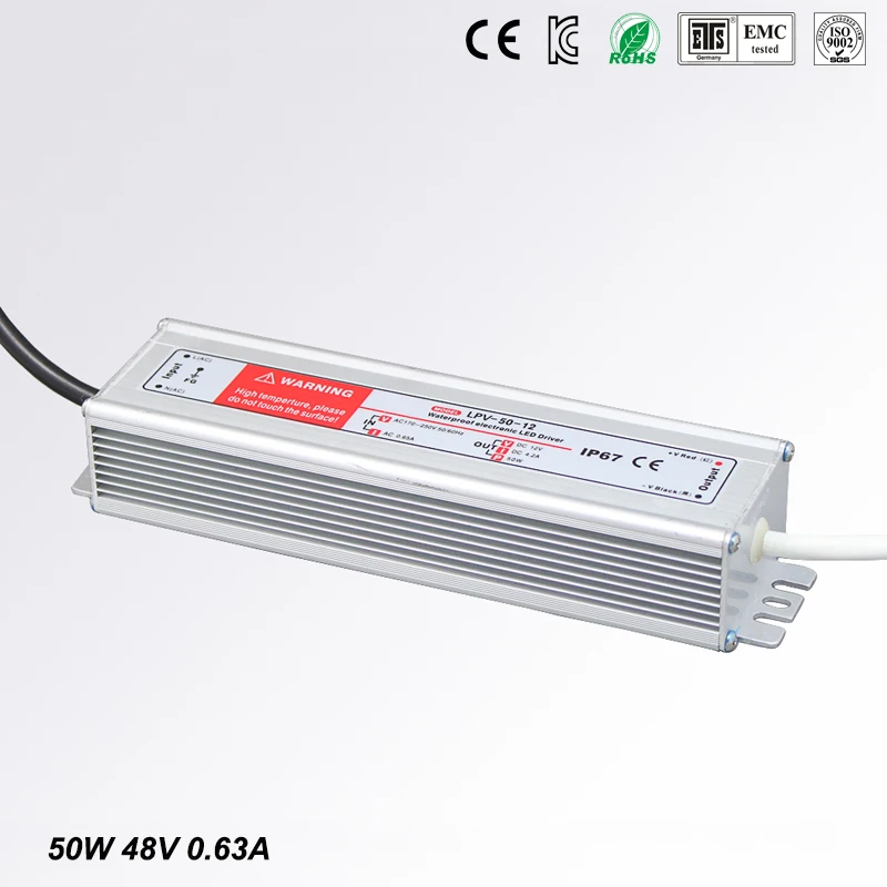 

50W AC to DC 48V50 Waterproof IP67 Electronic Driver outdoor use power supply led strip transformer adapter for underwater light