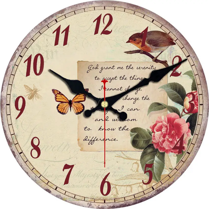 Потертый шик, настенные часы с совой, винтажные настенные часы, настенные часы для домашнего декора, настенные часы с птицей, большой подарок - Цвет: Wall Clock 2
