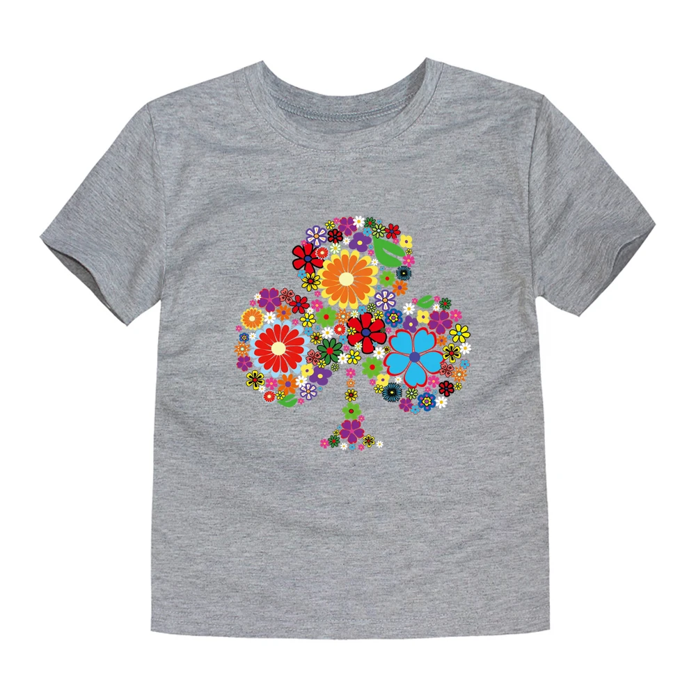 Коллекция года, летняя одежда для детей, Детская футболка с цветочным рисунком, футболки с тремя цветами для маленьких девочек летний топ для девочек, футболка с изображением деревьев