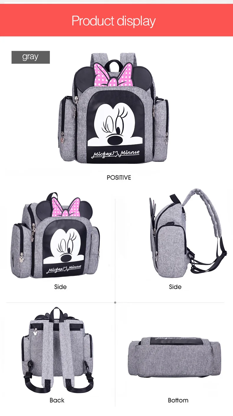 Сумка для детских подгузников, водонепроницаемый дорожный рюкзак для беременных, сумка для подгузников Мини Микки Маус, дизайнерская сумка на плечо для кормления