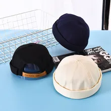 Осенне-зимняя хлопковая и льняная корейская шляпа в виде тыквы, темно-синяя Ретро моряка, шапка в виде дыни с манжетами для мужчин и женщин, шляпа от солнца в рыбацком стиле