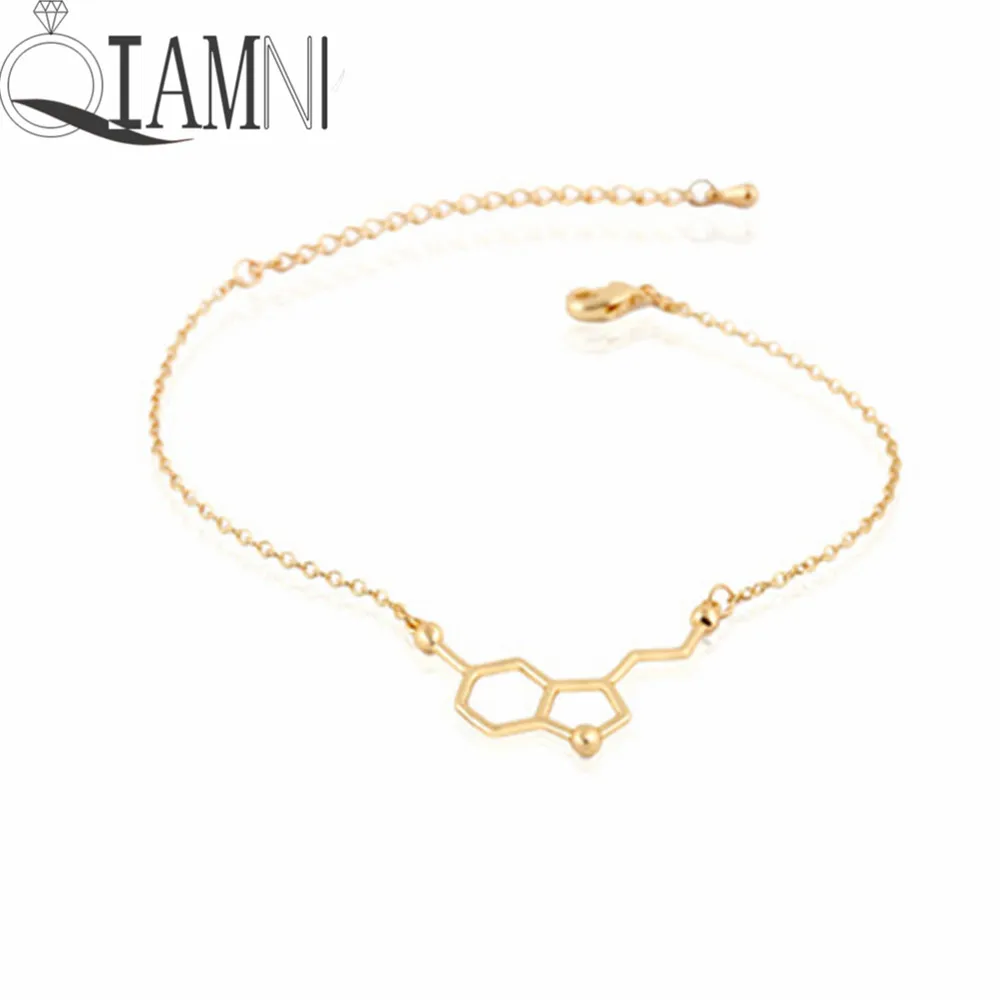 

QIAMNI Adjustable Serotonin Molecule Chemistry Geometric Polygon Chain Bracelet Bangle Minimalist Jewelry Birthday Gift Women