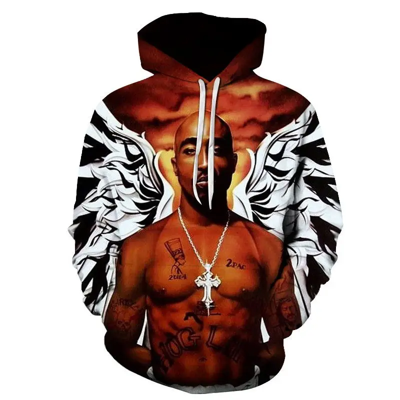 

Tupac Amaru Shakur Print Hoody Sweatshrit Harajuku Unisex Pullover Punk Hip Hop Outwear Tracksuit Dropship Plus Size 6XL