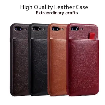

Card Wallet Leather Case for iPhone XS Max XS XR Case Classic Card Slot Pull Pouch Cover for iPhone X 7 8 6S Plus Silicone Frame