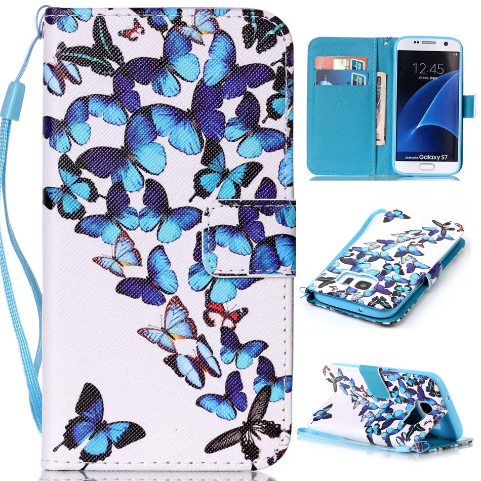 

Luxury Phone Cases For Samsung Galaxy S7 S6 Edge S5 J3 J5 J7 A3 A5 2016 Coque Sunflower Butterfly Sky Leopard Style Cover E03Z