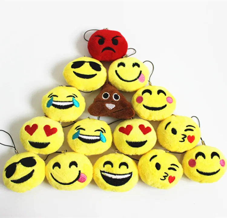 30 шт./лот 5 см милые мягкие Emoji Смайлик смайлик кулон желтый круглый плюшевые