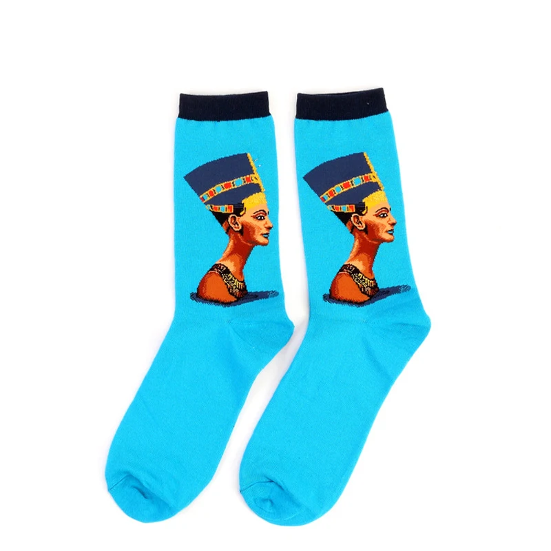 Лидер продаж хлопковые носки Для женщин Для мужчин осень-зима личность Искусство Ван Гог роспись всемирно известная картина носки забавные Звездное носки для сна для мальчиков - Цвет: Q