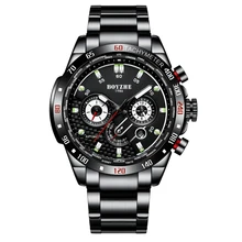 BOYZHE Montre Homme spor otomatik İzle erkekler mekanik Chronograph saatı tam çelik menerkek kol saati mekanik otomatik
