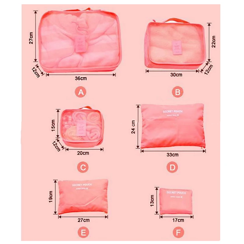 Набор из 6 предметов, домашняя и сумка для хранения одежды, нижнее белье, аккуратный Чехол для упаковки, водонепроницаемые багажные органайзеры, Сетчатая Сумка, дорожные аксессуары
