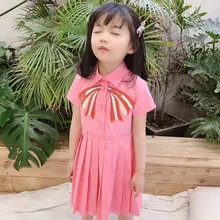 Новинка года; милое летнее платье для девочек; хлопковое летнее платье розового цвета с вышивкой для школы