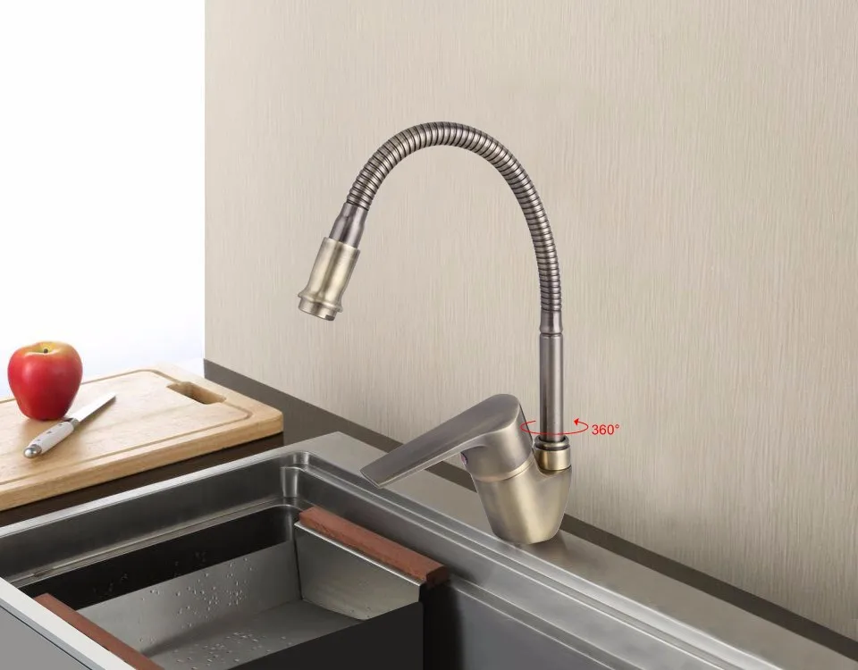 Frap Antique Style Bronze Kitchen Faucet Cold and Hot Water Mixer Tap Torneira Cozinha Flexible Nose 360 Degree Rotation F4330-4