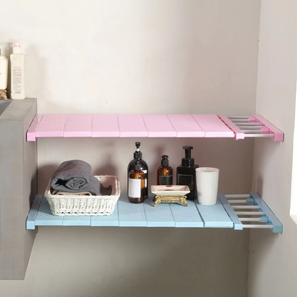 

Adjustable Closet Organizer Storage Shelf Space Saving Wardrobe Cabinet Shelves Holders Retractable Cabinet Containers